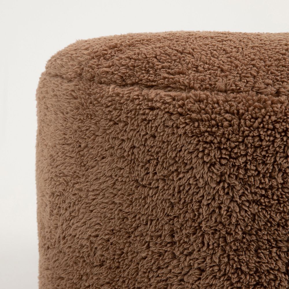 icon® Orso Fleece Pouffe, Teddy Brown