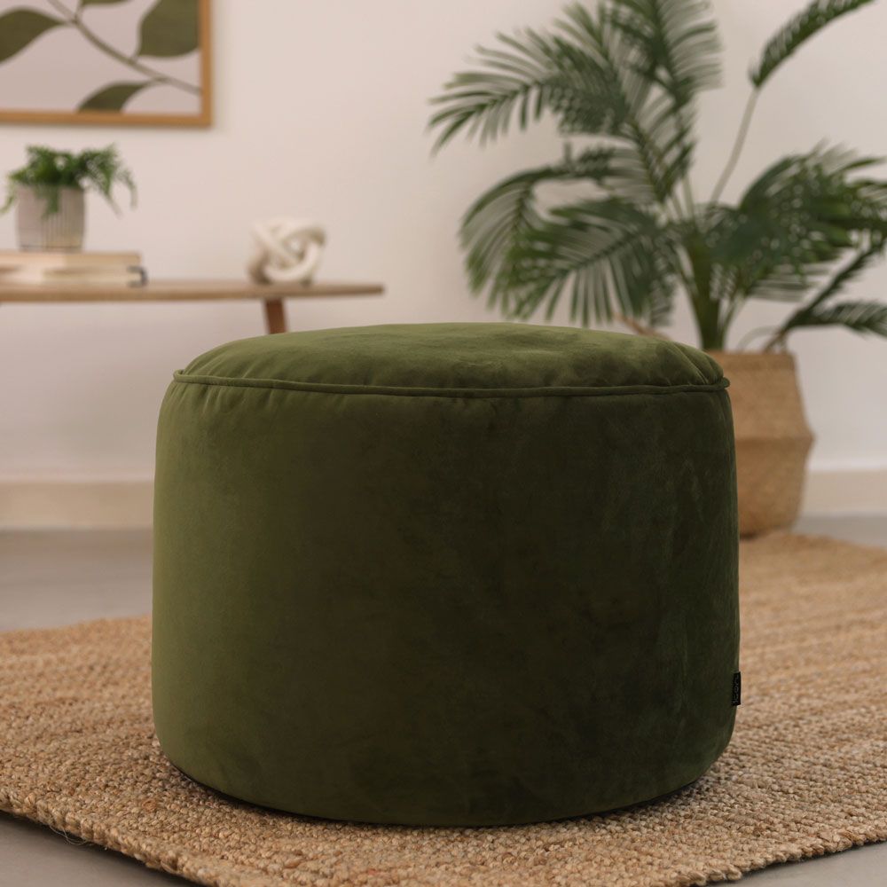 icon® Milano Velvet Pouffe, Olive Green