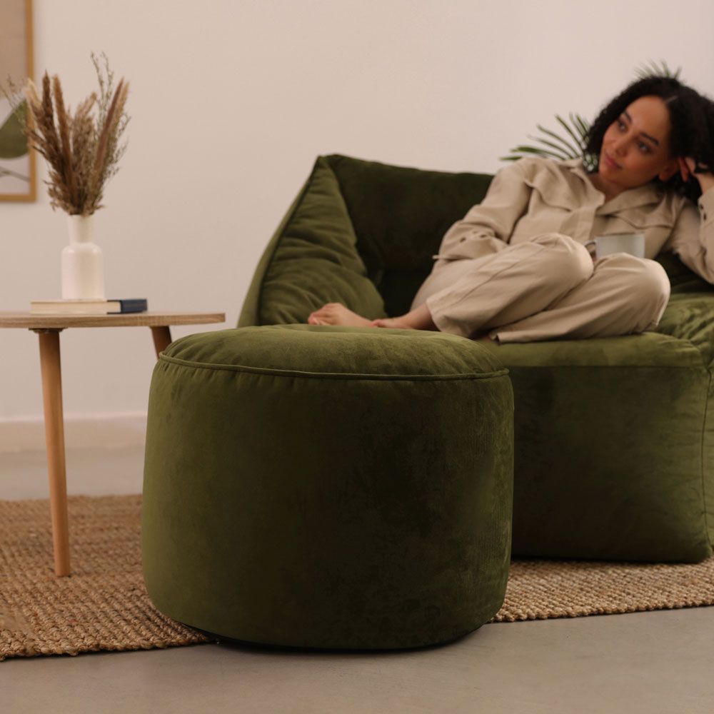 icon® Milano Velvet Pouffe, Olive Green