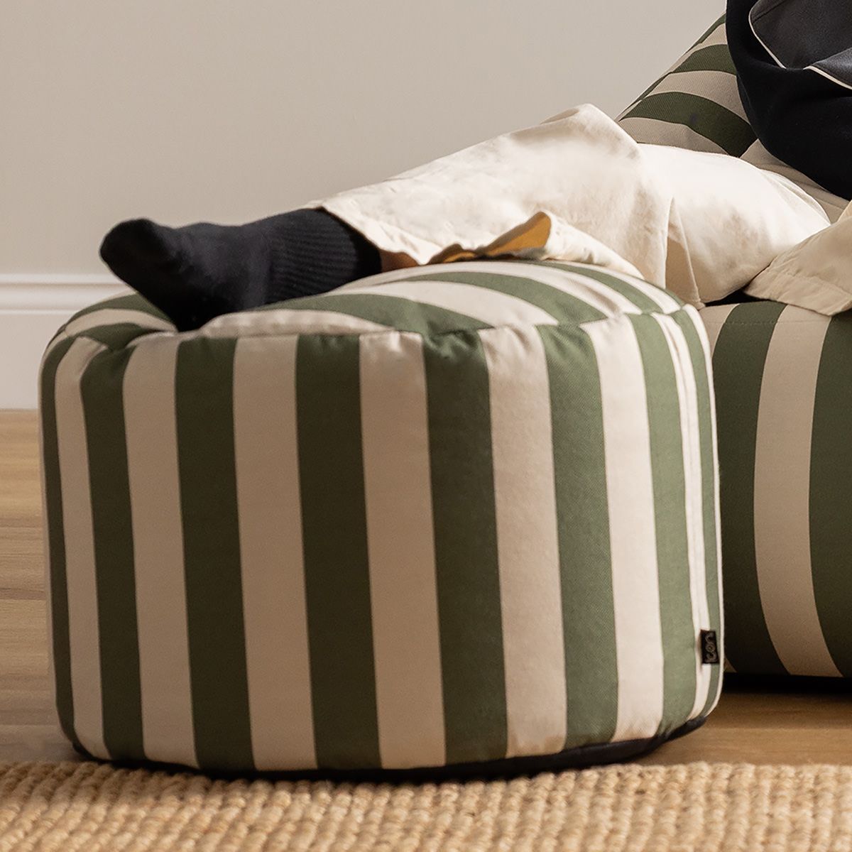 icon® Milano Stripe Woven Round Footstool