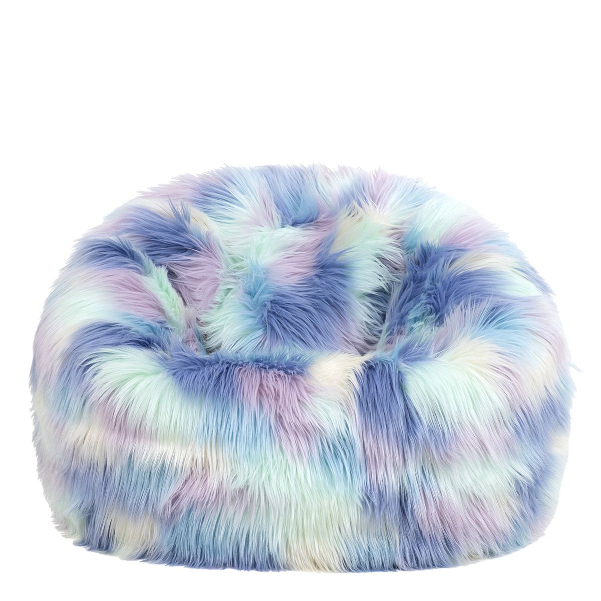 icon® Luxury Faux Fur Kids Classic Bean Bag, Unicorn
