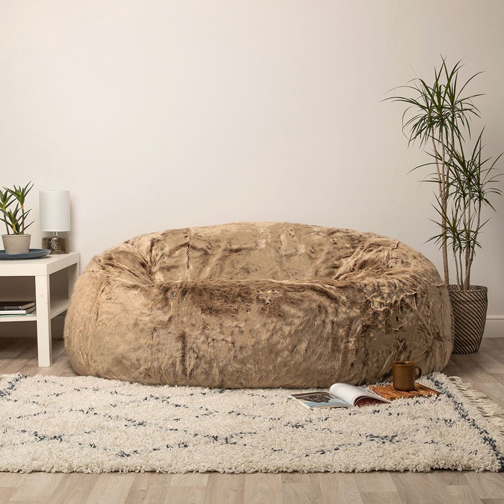 icon® Ottawa Cloud Two-seater Faux Fur Bean Bag, Mink