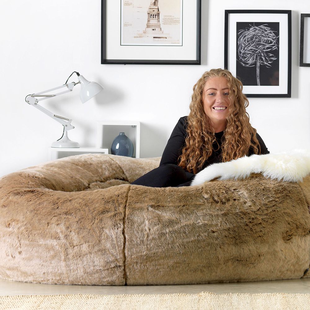 icon® Ottawa Cloud Two-seater Faux Fur Bean Bag, Mink