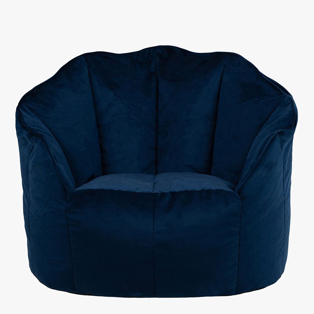 Sirena Velvet Bean Bag Accent Chair, Navy Blue
