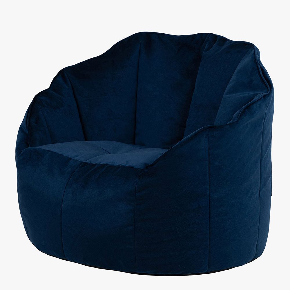 Sirena Velvet Bean Bag Accent Chair, Navy Blue