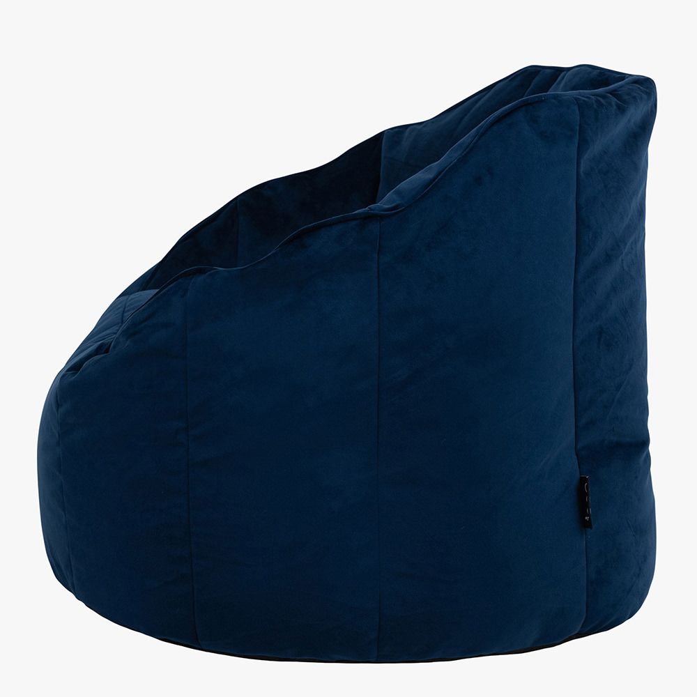 Sirena Velvet Bean Bag Accent Chair, Navy Blue