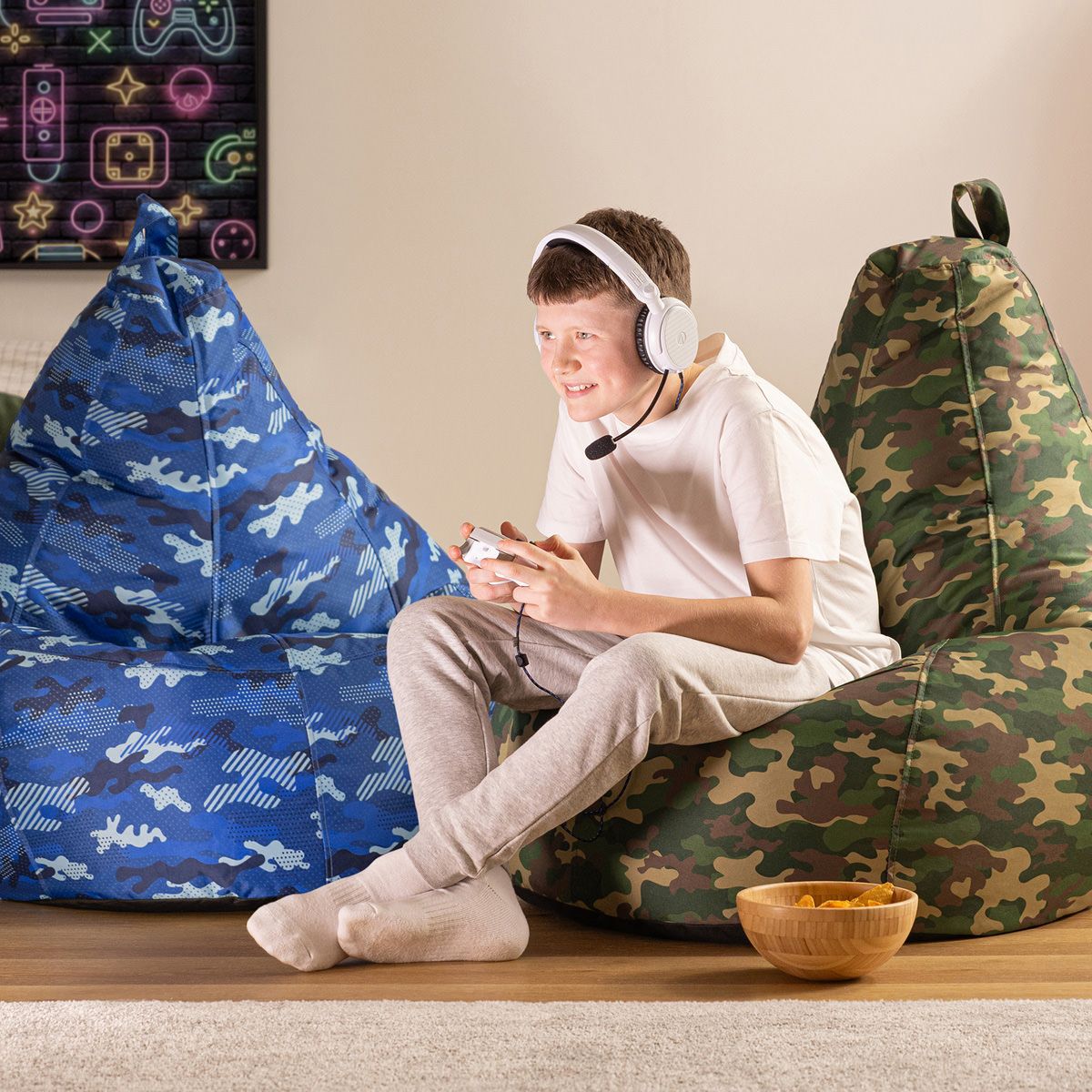 Gaming Water-Resistant High Back Bean Bag