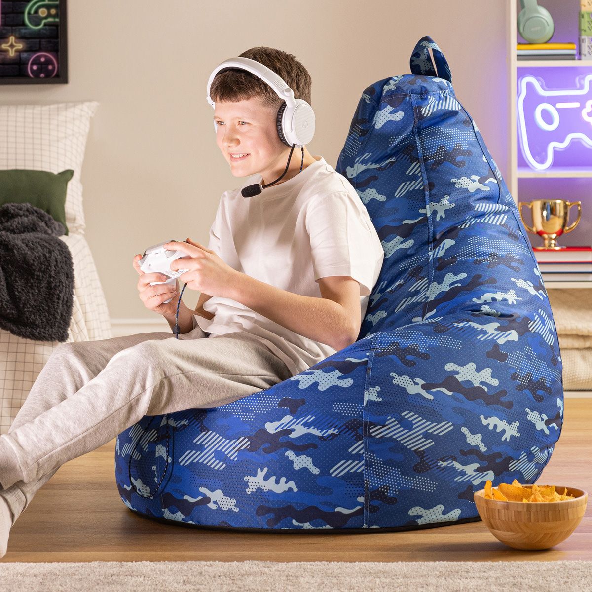 Gaming Water-Resistant High Back Bean Bag