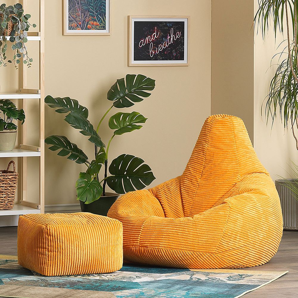 icon® Dalton Cord Bean Bag Recliner & Footstool