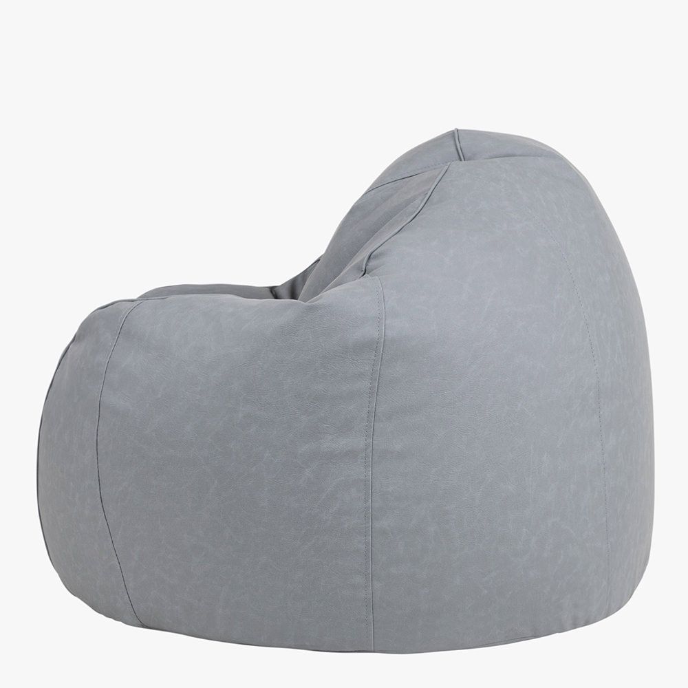 icon® Riviera Faux Leather Bean Bag Chair in grey side view
