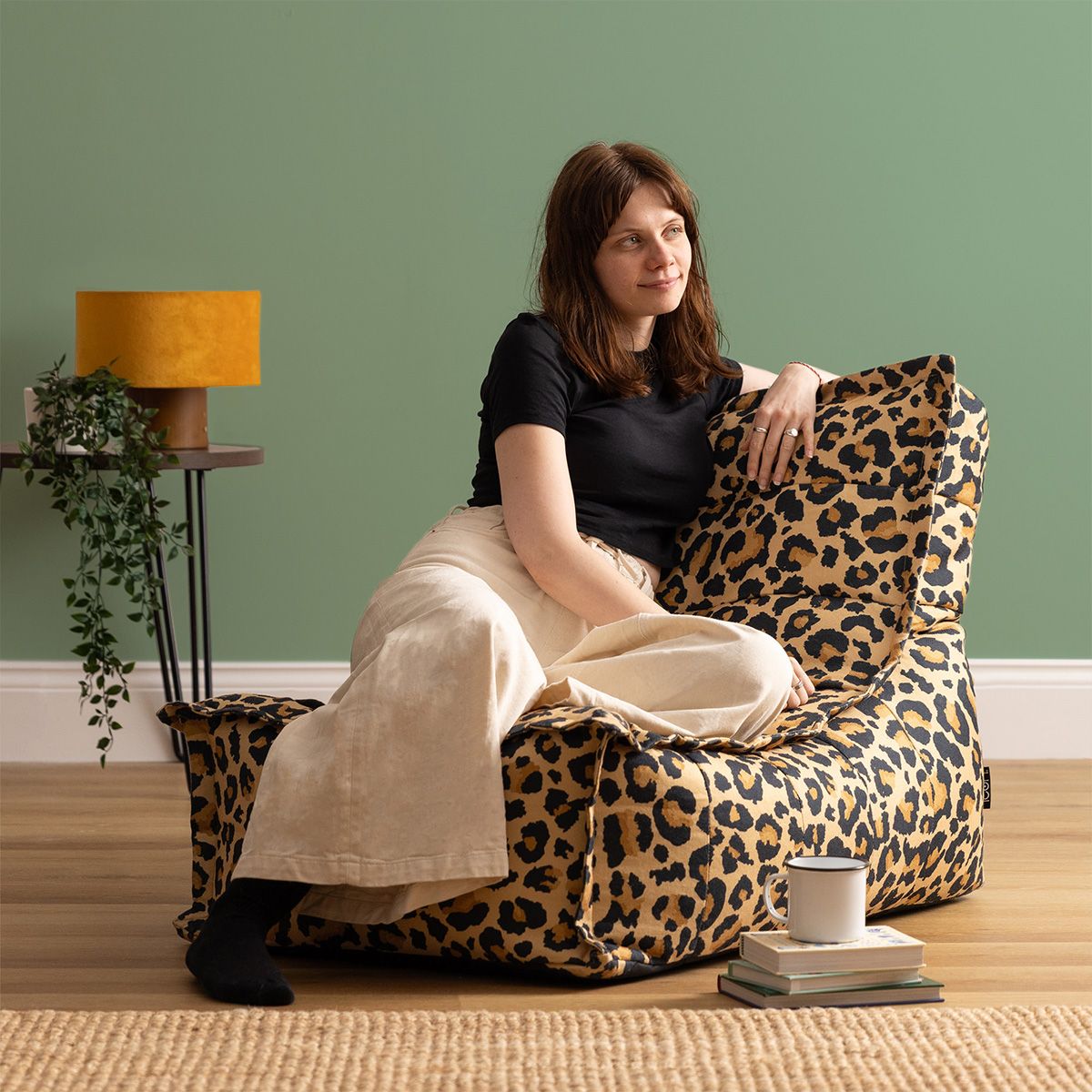 Dolce Leopard Print Woven Scandi Lounger Bean Bag