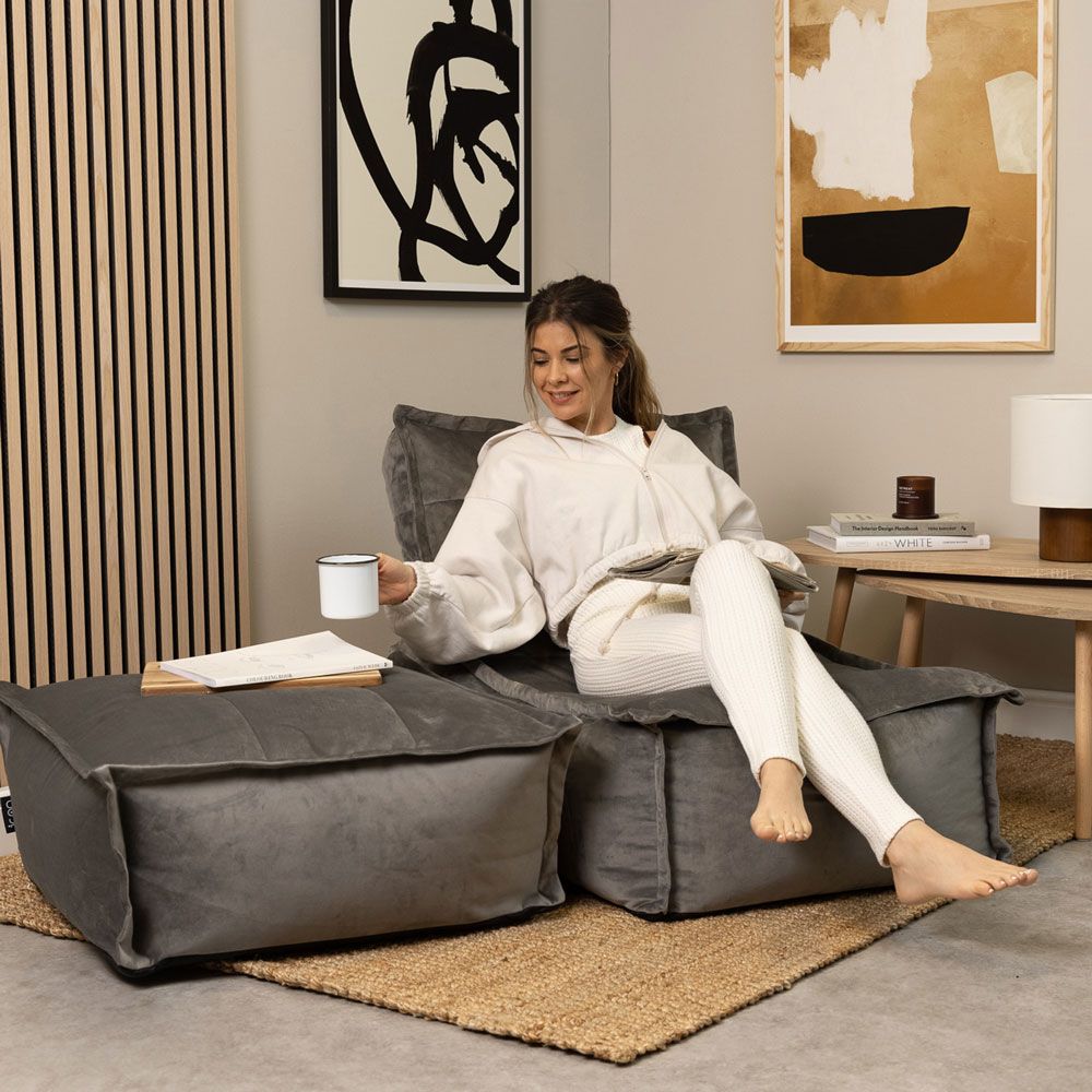 icon® Dolce Velvet Lounger Bean bag & Footstool