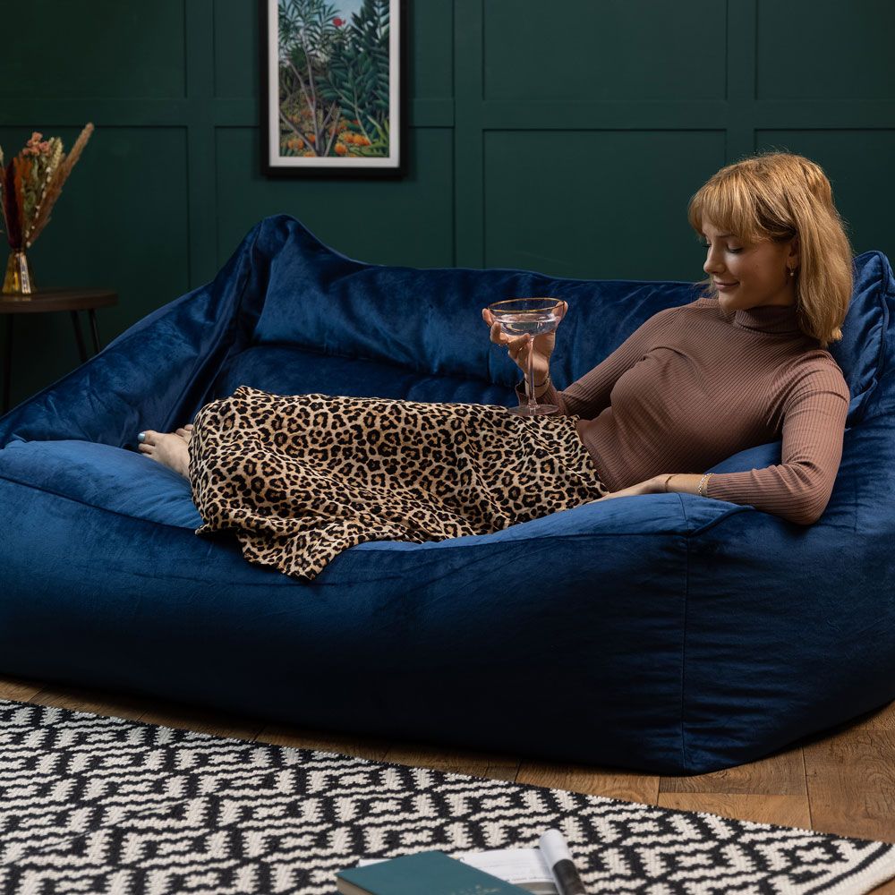 icon® Cecilia Velvet Loveseat Bean Bag