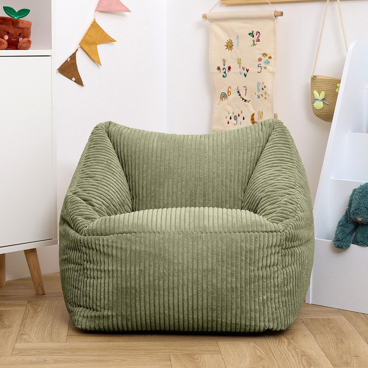 Icon Kids Morgan Cord Armchair Bean Bag, Sage Green