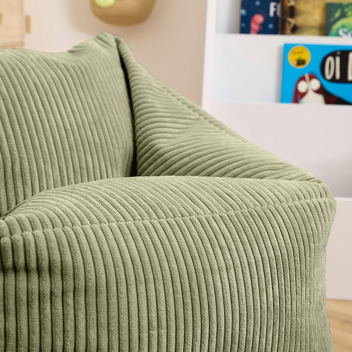 Icon Kids Morgan Cord Armchair Bean Bag, Sage Green
