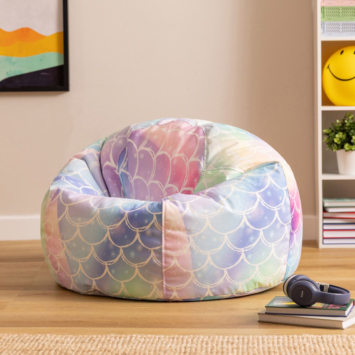 Icon Teen Ombre Mermaid Print Classic Bean Bag, Multicolour