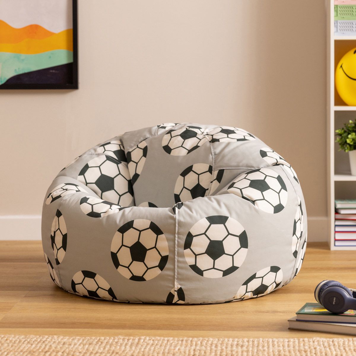 Icon Teen Football Print Classic Bean Bag, Multicolour