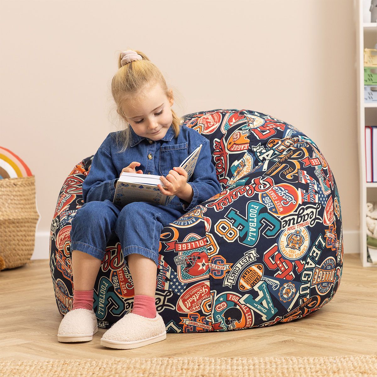 icon® Kids XL Varsity Football Print Classic Bean Bag