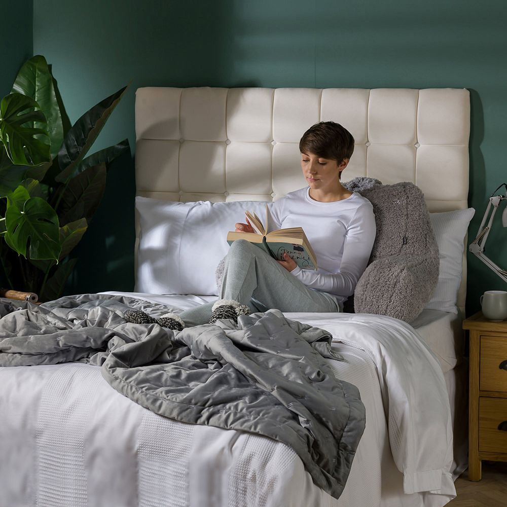 Rosa Quilted Velvet Throw, Grey