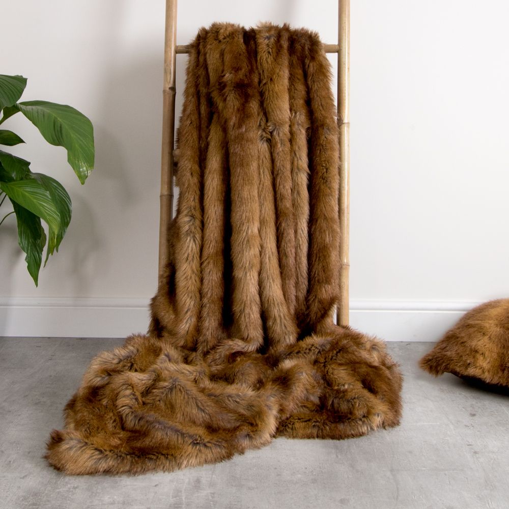 Brown Faux Fur Throw