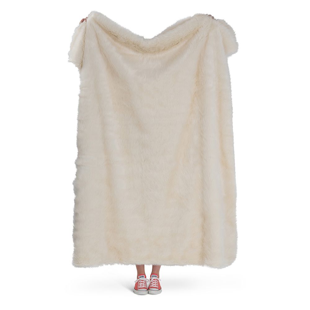 icon® Luxury Faux Fur Throw, Cream