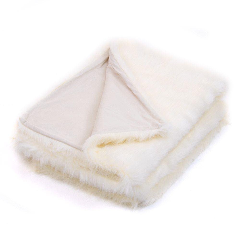 icon® Luxury Faux Fur Throw, Cream