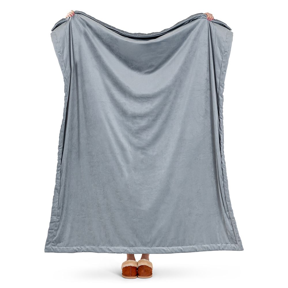 Rosa Quilted Velvet Throw, Grey