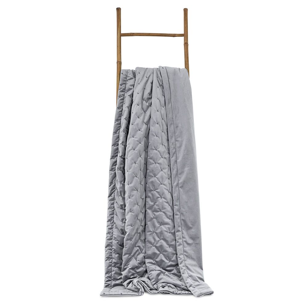 Rosa Quilted Velvet Throw, Grey