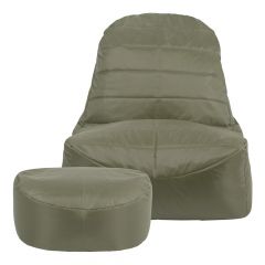 Veeva® Vista Recliner Indoor Outdoor Bean Bag & Footstool, Olive