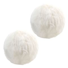 icon® Round Faux Fur Cushion, Natural Pack of 2
