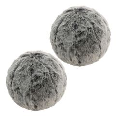 icon® Round Faux Fur Cushion, Arctic Wolf Pack of 2