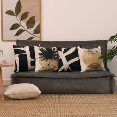 icon® Monochrome Print Squiggle Velvet Cushion