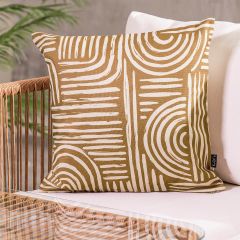 Graphic Curved Lines Indoor-Outdoor Cushion, Brown