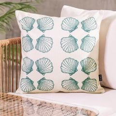 Small Sea Shell Print Indoor-Outdoor Cushion, Cream