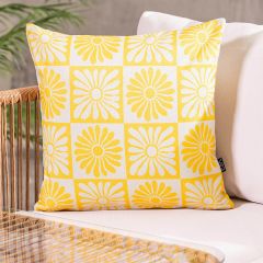 Summer Flower Indoor-Outdoor Cushion, Yellow