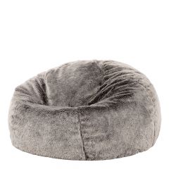 icon® Kenai Luxury Faux Fur Bean Bag, Arctic Wolf white background