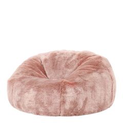 icon® Hacienda Faux Fur XL Bean Bag in rose dust pink white background