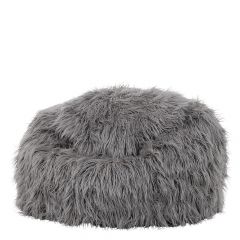 white mongolian faux fur bean bag