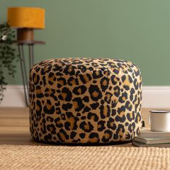 Icon Milano Leopard Print Woven Round Footstool, Multicolour