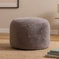 Icon Milano Faux Rabbit Fur Round Footstool