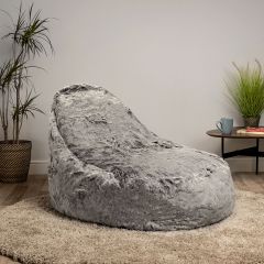 icon® Faux Fur Dream Lounger Bean Bag in grey with white background