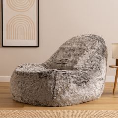 icon® Faux Fur Dream Lounger Bean Bag in grey with white background