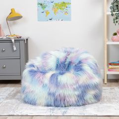 icon® Luxury Faux Fur Kids Classic Bean Bag, Unicorn