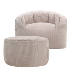 icon® Clara Fine Cord Armchair & Footstool, Natural