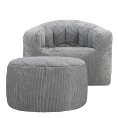 icon® Clara Fine Cord Armchair & Footstool, Charcoal Grey