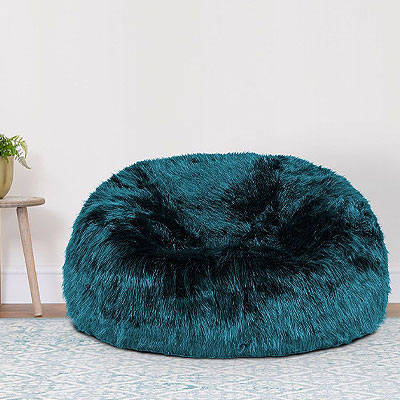 Teal Faux Fur Bean Bag
