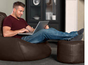 Luxury Real Leather Bean Bag Footstool